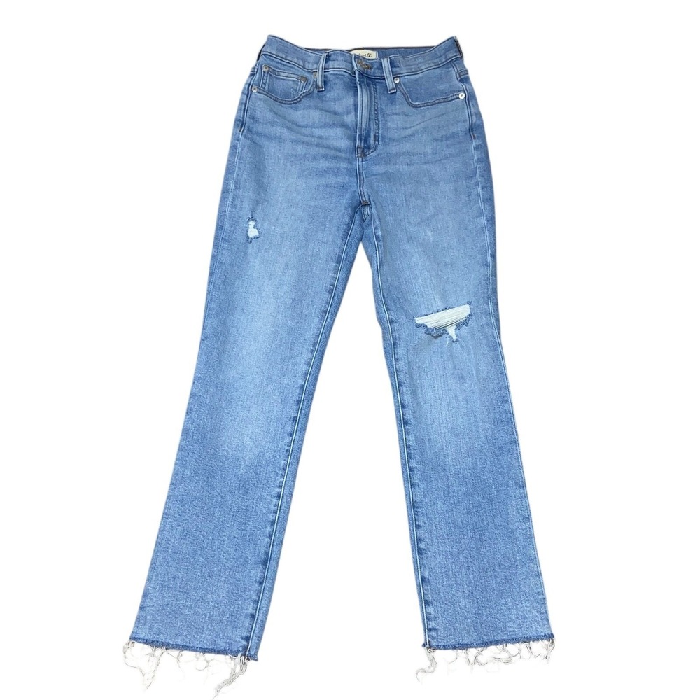 Madewell Perfect Vintage Jean Distressed Raw Hem Light Wash Denim Size 25‎